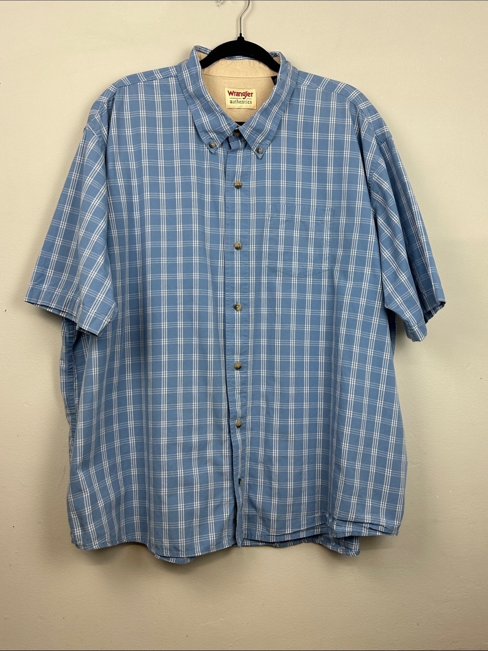Wrangler Men’s Blue Plaid Short Sleeve Button Down Shirt Sz 3X